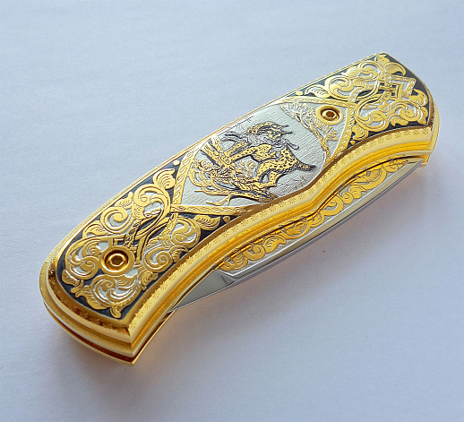 Нож складной "Рысь на охоте". Златоуст купить с доставкой Нож складной "Рысь на охоте". Златоуст