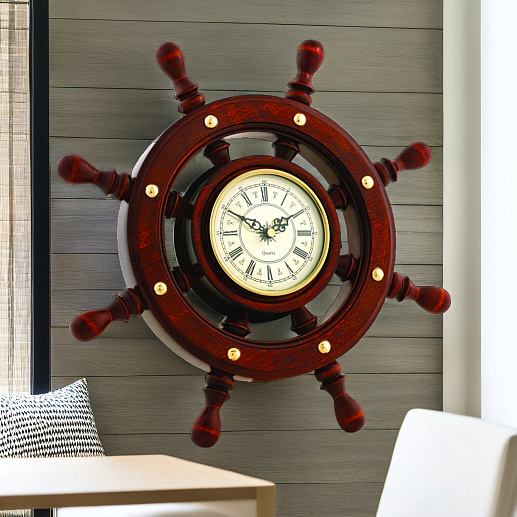 Штурвал сувенирный, часы (8 ручек) купить с доставкой Штурвал сувенирный, часы (8 ручек)